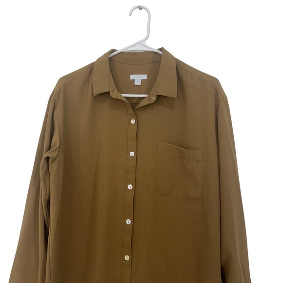 J. Jill Womens Button-Down Long Sleeve Tunic Top Size Medium Brown Relaxed Fit - Picture 8 of 13